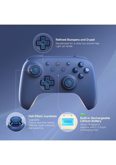 8bitdo Ultimate 2c Bluetooth Controller For Switch 2, Switch/oled/lite, Hall Effect Joysticks, Non-linear Digital Triggers, Remappable L4/r4 Bumpers, 6-axis Motion, Rumble Vibration Darkblue