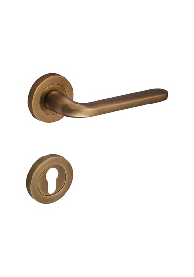 Sese Araç Modeli Yuvarlak Rozetli Yale Kapı Kolu Antik Sarı 200-222r-03-94