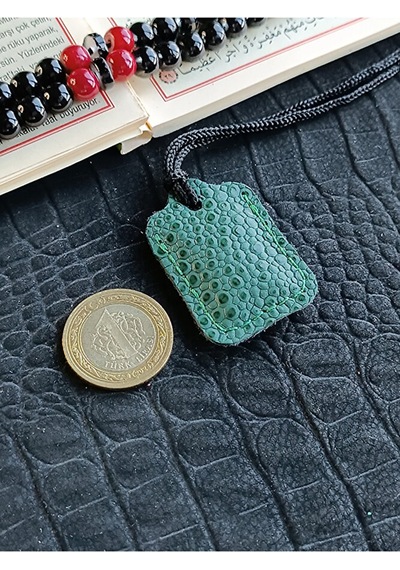 Küçük Dörtgen Cevşen Dualı Kolye Muska Hakiki Deri El Yapımı Xs B Çok renkli 04360571
