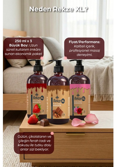 Aromaterapi Masaj Yağı 3 Lü Set Büyük Boy 250 Ml Çilek, Çikolata Ve Gül Esanslı Yağ - 502112197