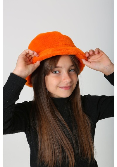 Çocuk Peluş Bucket Şapka Rkş-ç-01 Turuncu Turuncu