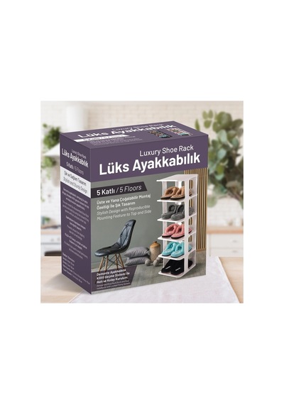 5 Katlı Pratik Ayakkabılık - Ayakkabı Rafı 5580 Beyaz