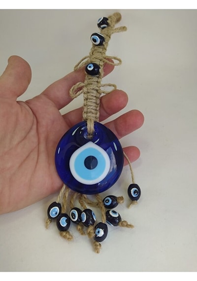 El Yapımı Cam Nazar Boncuğu 5 Cm Makrome Duvar Dekoru