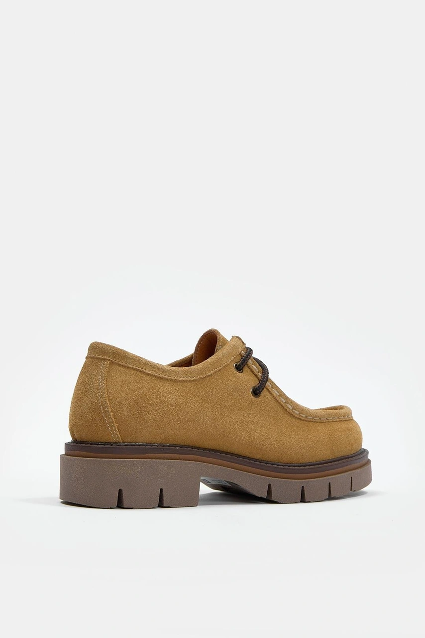 Isabella Camel Hakiki Süet Kadın Loafer Ayakkabı CAMEL