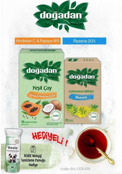 Doğadan Hindistan Cevizi Papaya Ve Rezene Poşet Çay Ve Rosie Hediyeli
