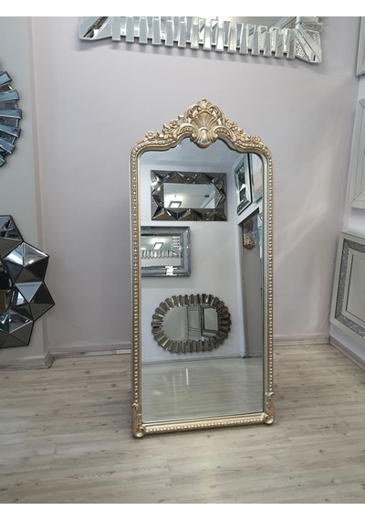 Ayna Denizi Princess Shiny Gold Model Platin Altın Renk Dekoratif Ayaklı Boy Aynası