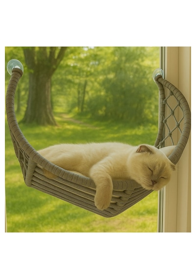 Hilal Kedi Cam Yatağı & Cam Askılı Vantuzlu Kedi Yatağı