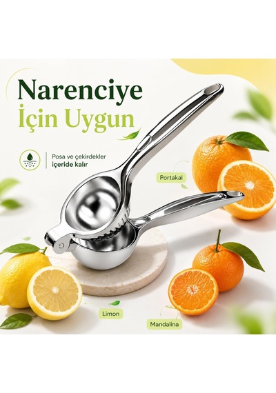 Sogud Limon Sıkacağı Paslanmaz Çelik - Manuel Narenciye Presi - Portakal Mandalina İçin El Tipi Meyve Suyu Aparatı - Dayanıklı Metal Gövde - Ergonomik Tutma Saplı Mutfak Yardımcısı