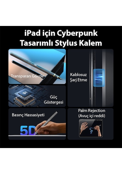 Dux Ducis SP-04 Kablosuz Şarjlı Stylus Pen Apple Uyumlu iPad Tablet Dokunma