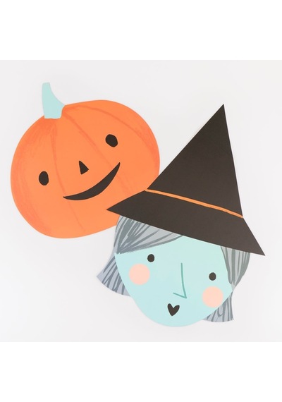 Meri Meri - Halloween - Cadılar Bayramı Kafalar Kağıt Amerikan Servis - 12 Adet