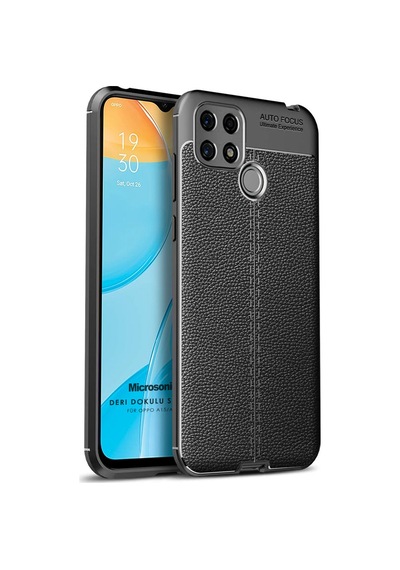 Microsonic Oppo A15s Kılıf Deri Dokulu Silikon