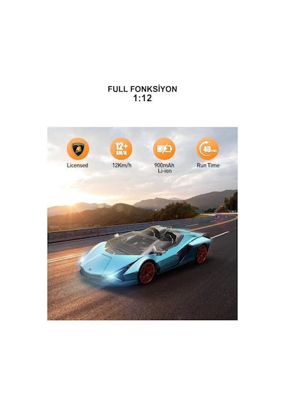 Uzaktan Kumandalı Şarjlı Işıklı Full Fonksiyon Lamborghini Sian Radstar Oyuncak Araba Turkuaz Turkuaz