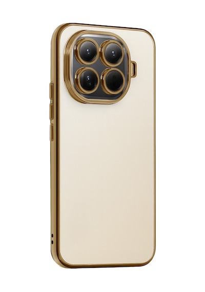 Xiaomi Mi 15t Pro Uyumlu Kılıf Renkli Çerçeve Şeffaf Yüzey Lens Korumalı Kılıf Ve Kapak Gold