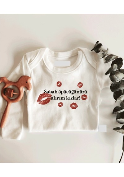 İmaj Tuğbababy Sabah Öpücüğü Uzun Kol Çıtçıtlı Organik Bebek Body Beyaz