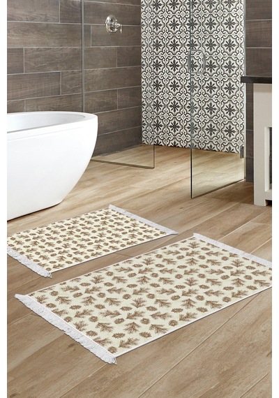 Alanur Home Kaymaz Taban Djt Klozet Takımı Trend Saçaklı Vintage Al5013 Bej