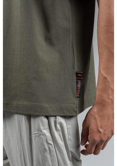 Maraton Sportswear Oversize Erkek Bisiklet Yaka Kısa Kol Basic Haki T-shirt 23246-haki