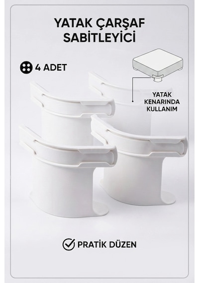 4'lü Çarşaf Sabitleme Aparatı Nevresim Tutucu Yatak Kenarı Pratik Set