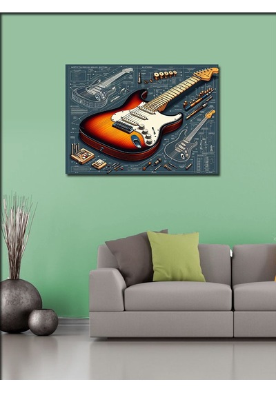 Kanvas Tablo Klasik Elektro Gitar 50cmx70cm