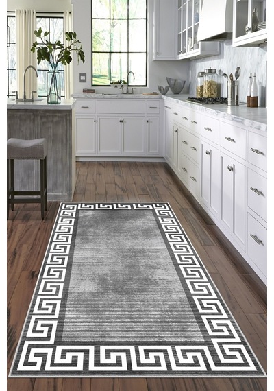 West Home Dijital Baskı Yıkanabilir Kaymaz Taban Salon Halısı Mutfak Halısı Yolluk Ve Banyo Paspası Wh 281 Grey