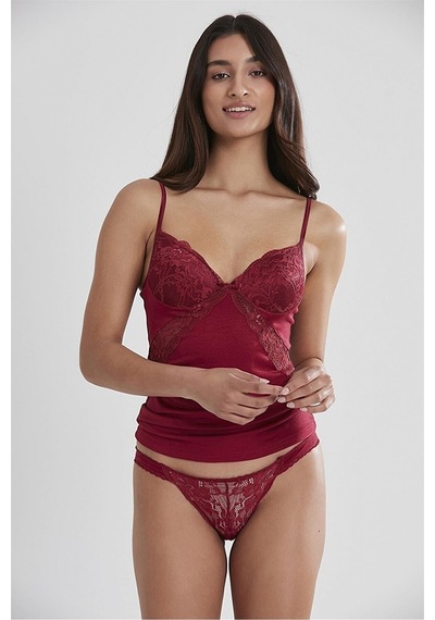 Pierre Cardin 356 Kadın İp Askılı Atlet Külot Takım-bordo Bordo