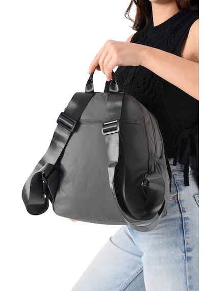 Özer-6009 Sanmorris Unisex Suya Dayanıklı Çok Gözlü Sırt Çantası Gri - Koyu Gri