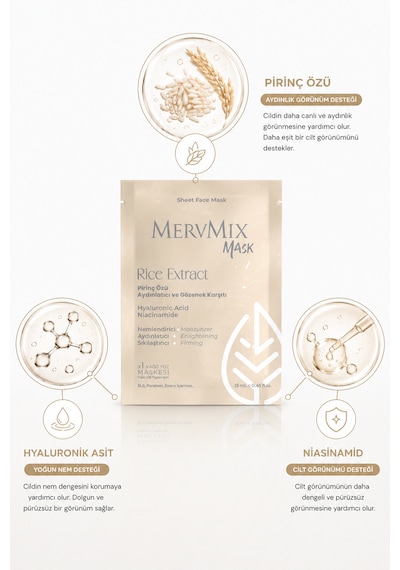 Mervmix Pirinç Özlü Aydınlatıcı Ve Gözenek Karşıtı Kağıt Maske