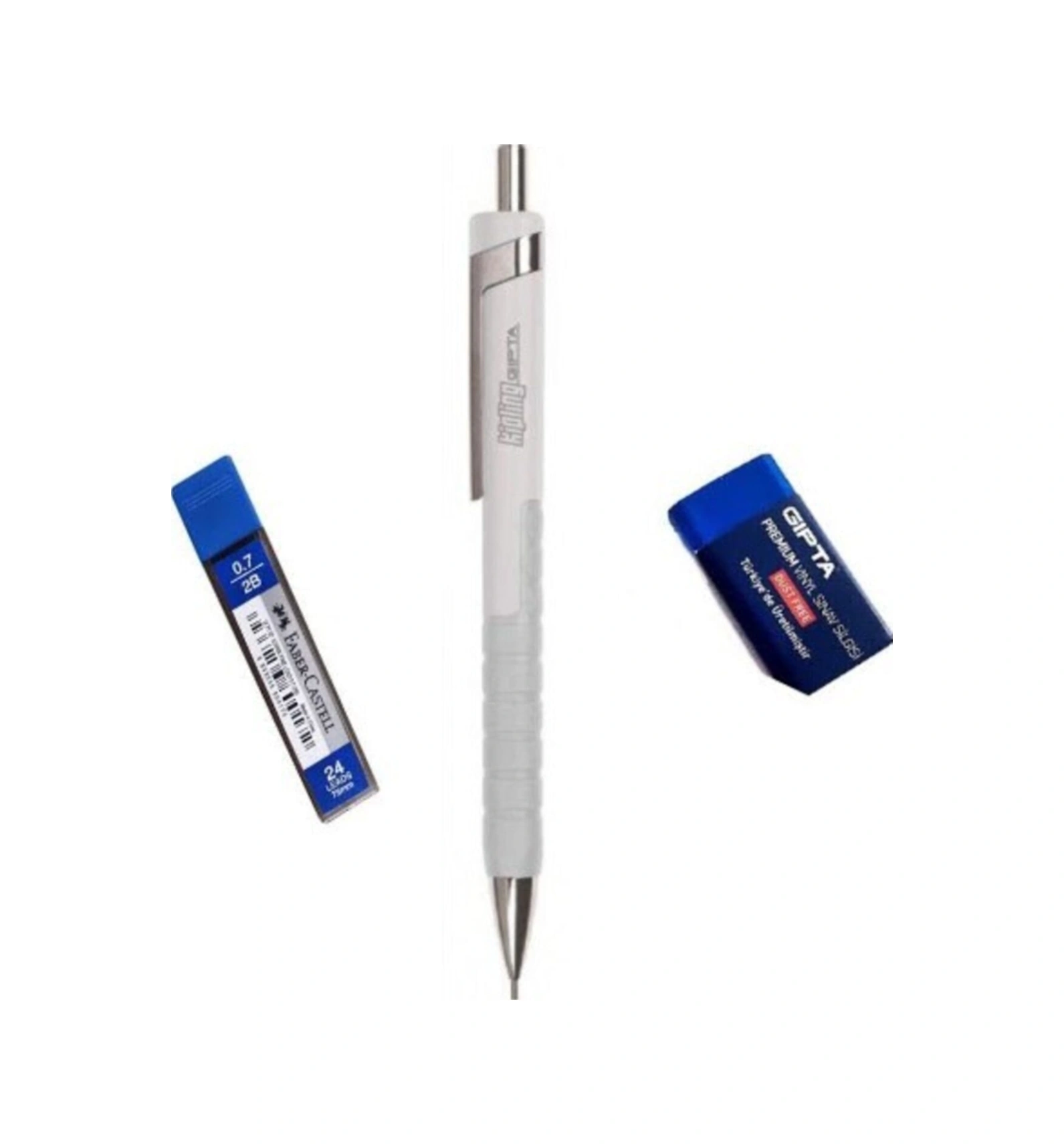 Kipling 0,7 Versatil Kalem, Sınav Silgisi, Faber Castell 24 Lü 0,7 Uç. Beyaz