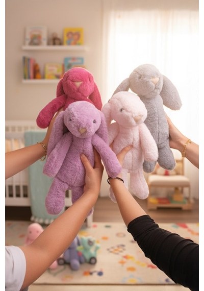 Yumuşacık Peluş Tavşan Hediyelik Bebek Uyku Ve Oyun Arkadaşı 45 Cm Oyuncak Pembe