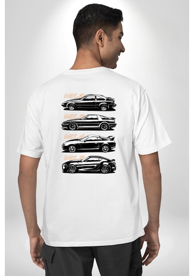 Toyota Supra Mk Serisi Beyaz Oversize Unisex Ön Ve Sırt Baskılı Tişört Beyaz