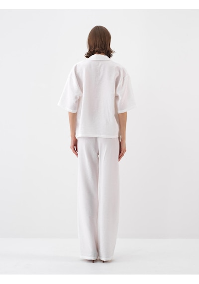 Xint Beyaz Doğal Dökümlü Oversize Bluz 751129