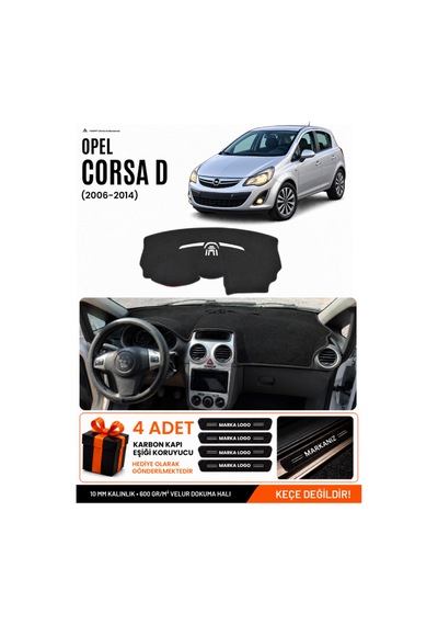 Opel Corsa D 2006-2014 Uyumlu Torpido Koruma, Torpido Örtüsü, Torpido Kılıfı - Siyah