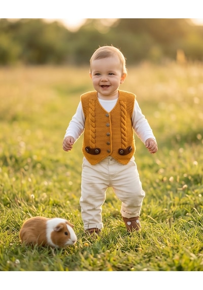 Busako Baby Ta-001 El Örgüsü Bebek Efe Yeleği/yelek-bebek-çocuk Kahverengi