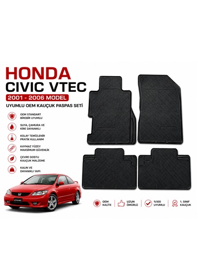 Honda Cıvıc Vtec 2001-2006 Uyumlu Oem Kauçuk Paspas Seti