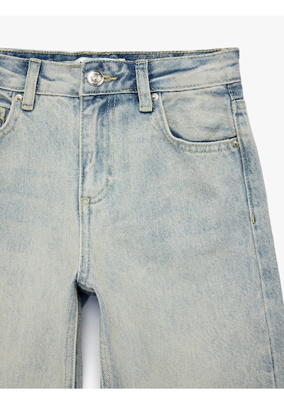 Koton Geniş Paça Pamuklu Loose Fit Denim Pantolon Lıght Indıgo 6skg40034ad Açık Mavi