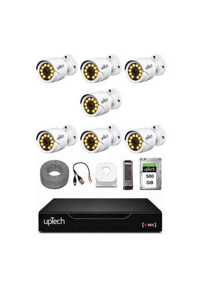 Uptech Full Hd 7 Kameralı Gece Renkli Görüş Su Geçirmez Güvenlik Kamera Seti 1 Tb Hdd 2239
