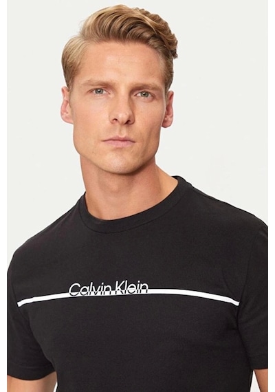 Calvin Klein Splıt Lıne Logo T-shırt SIYAH Siyah