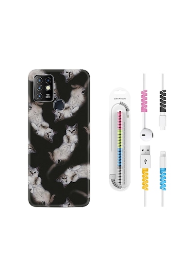 Infinix Hot 9 Kılıf Kablo Koruyuculu Sevimli Kedicikler 1785