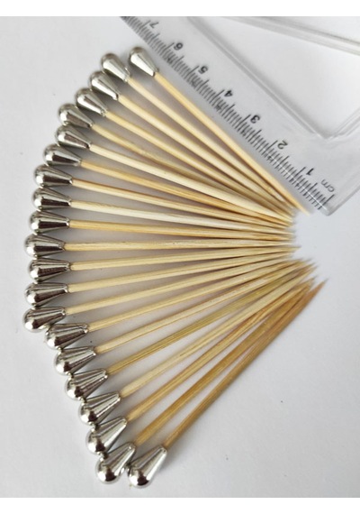 100 Adet Dekoratif Gümüş Mini Damla İnci Boncuklu Pasta Kürdanı 6,5 Cm - Boncuk 8 Mm