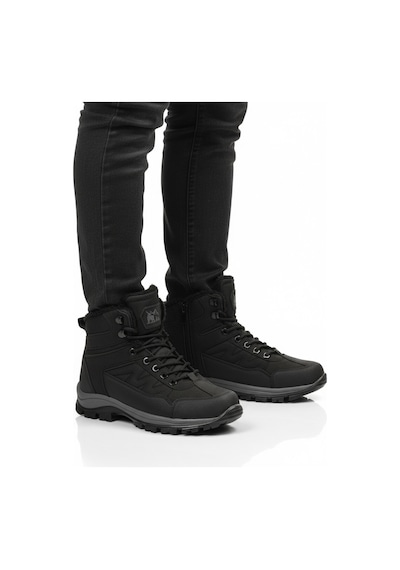 Siyah Kırışık İçi Kürklü Soğuğa Dirençli Kaymaz Taban Unisex Outdoor Bot 980 G Siyah