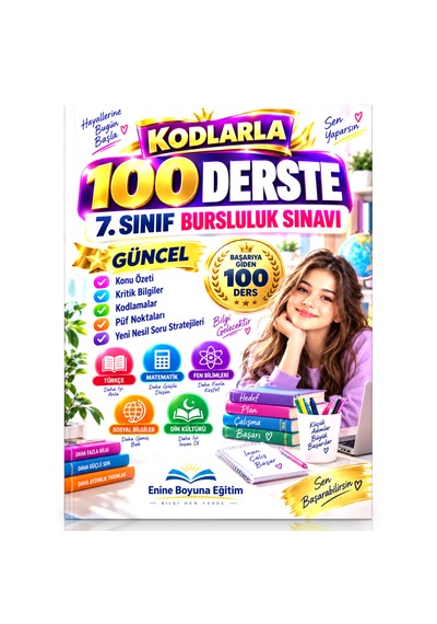 Kodlarla 100 Derste 7. Sınıf Bursluluk Sınavı Güncel Hazırlık Kitabı