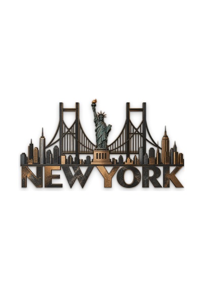 New York Silüeti - Metal Tablo - Dec0197 60 X 33 Cm Çok Renkli