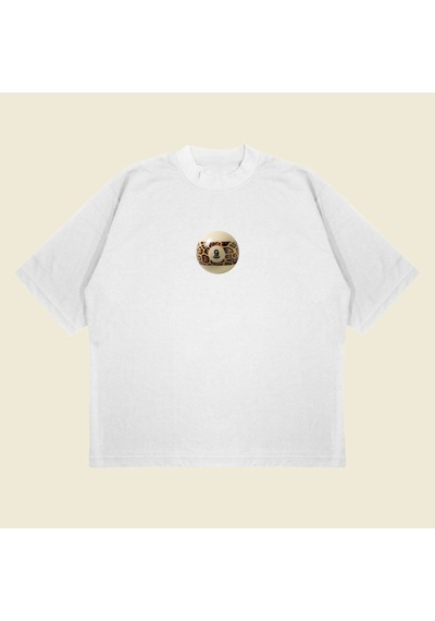 Startmore Lucky9leopar Boxy Fit Oversize Unisex Tshirt Baskılı Tişört Beyaz