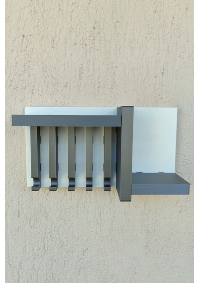 Gri Anahtarlık Askısı 13 X 24 Cm Duvar Süsü Plastik Duvara Yapışt Beyaz