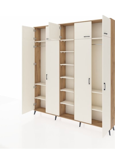 Arges Dolap 12 Raflı 9 Kapaklı 2 Askılı 220x30x243 Çam-aytaşı/aytaşı Aytası/aytası
