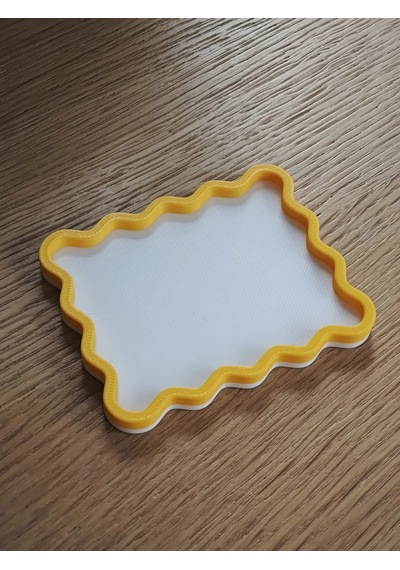 3d Baskı Dalgalı Kenarlı İki Renkli Mini Tepsi Masaüstü Organizer Takı Ve Anahtar Tepsisi 15 Cm - Sarı Beyaz Diğer