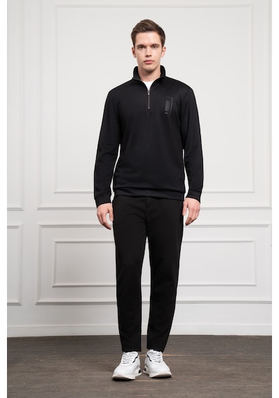 Morven Erkek Siyah Femuarlı Bato Yaka Dynamic Fit Rahat Kesim Sweatshirt 25ms063001001 Siyah Siyah