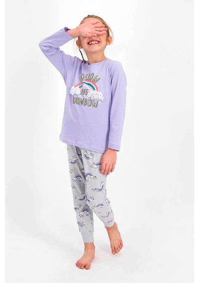 Roly Poly 2455 Kız Çocuk Follow The Rainbow Lila Uzun Kol Pijama Takımı Lila