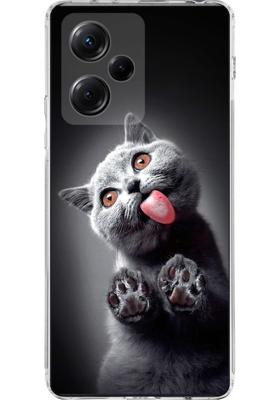 Xiaomi Poco X5 Pro İle Uyumlu 1mm Slim Fit Kedi 2 050c Baskılı Şeffaf Kılıf Şeffaf