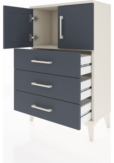 Arges Komodin Tek Raflı 3 Çekmeceli 2 Kapaklı 60x30x96 Aytaşı... Aytaşı