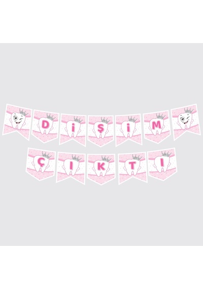 Dişim Çıktı Pembe Zigzak Banner Karışık